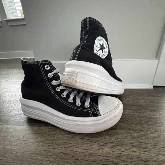 Converse Chuck Taylor All Star Black High-Top Platform Sneakers | Women's Size 8 - Picture 2 of 3